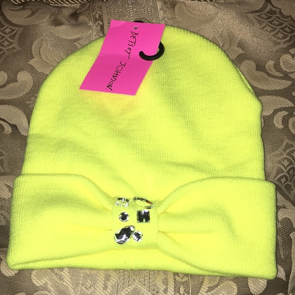 π NWT Betsey Johnson Neon Yellow Acrylic Hat - Picture 8 of 8